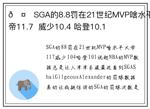 🤔SGA的8.8罚在21世纪MVP啥水平?大帝11.7 威少10.4 哈登10.1